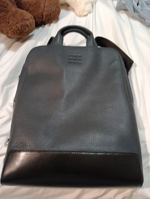 MOIESKINE CLASIC LEATHER VERDICAL DEVICE BACK PACK 15"LAPTOP BAG New Dark Blue - Image 1 of 4