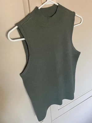 Nine West Sleeveless Moch Turtleneck Lightweight Sweater Large Sage Green - Image 1 of 4