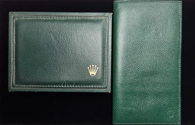 Caja Rolex vintage 100 % auténtica años 70 con soporte para bloc de notas de cuero y tela Foto 1 de 4