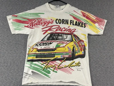 Camisa Terry Labonte Kelloggs AOP Agujeros Medianos Envejecidos De Colección Años 90 NASCAR  Foto 1 de 4