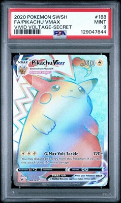 Pikachu VMAX PSA 9 Vivid Voltage Rainbow Rare 188/185 Secret Pokemon Card - Image 1 of 2