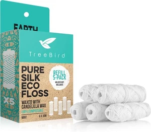 Compostable Dental Floss Refills | Pack of 5 x 33yds Organic Peace Silk...  - Picture 1 of 4