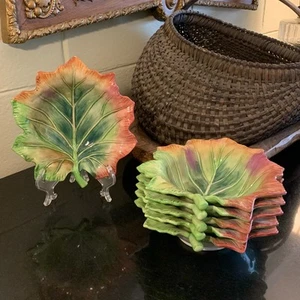 6 Fitz & Floyd Classics Harvest Heritage 8" Ceramic Leaf Shaped Bowls 68 617 - Picture 1 of 13