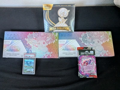Bubble Mew 347 PSA 10, (2) UPC Prismatics and (1) Mega Evolution ETB🔥Sale! 🎁 - Image 1 of 4