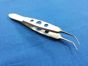 HABERLE MCPHERSON MICRO SUTURE TYING ANGLED FORCEPS SMOOTH OPTHALMIC INSTRUMENTS - Picture 1 of 3