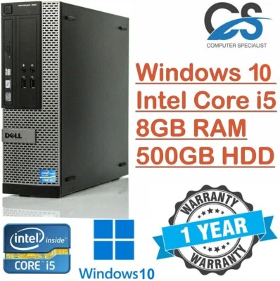 Dell / HP / Lenovo Intel Quad Core i5 PC Desktop Tower Windows 10 Wi-Fi 8GB - Immagine 1 di 4