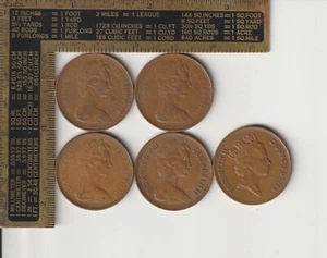 United Kingdom Qty 5 Coin Lot 1971 - 1988 UK Two Pence New Pence British Coinage - Picture 1 of 2