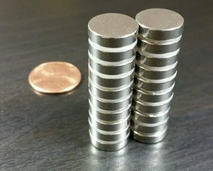 10 Large Neodymium 12.6 x 3.1 mm N52 disc magnets. Super Strong Rare Earth - Picture 1 of 7