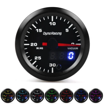 2'' 52mm Dual Display 0-30 IN.HG Vacuum Gauge 7 Colors Led Stepper Motor Meter - Image 1 of 4