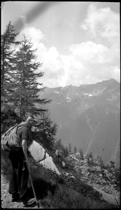 Porträt Weiblich Trekking Montagne Landschaft - Antik Negativ Foto an.1930 - Picture 1 of 1