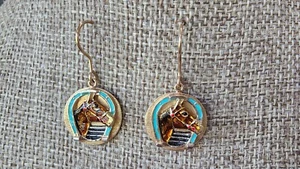 14k Yellow Gold And Enamel Horse Earrings - Picture 1 of 5