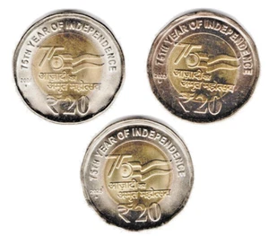 2023-24-25 REPUBLIC INDIA AMRUT MAHOTSAV 20 RUPEE UNC 3 YEARS COINS SET- INDIA - Picture 1 of 2