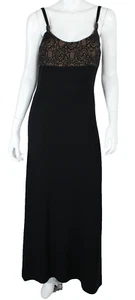 ST. JOHN EVENING Vintage Black & Tan Santana Knit Crystal Embellished Gown 6 - Picture 1 of 6