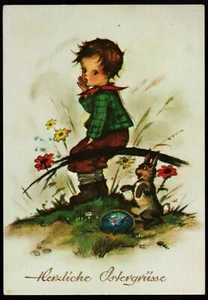 Easter Bunny Boy Egg By Hilde Postcard - Picture 1 of 2