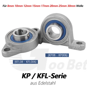 KFL KP Edelstahl Gehäuselager Lagerbock Flanschlager Stehlager 8mm - 30mm Welle - Bild 1 von 28
