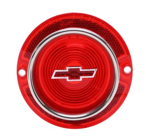 1963 CHEVROLET IMPALA, BEL AIR, BISCAYNE TAIL LIGHT LENS CHROME BOWTIE W/TRIM - Image 1 of 1