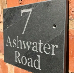 Premium Riven Slate House, Door, Gate sign plaque 6" x 5" ANY NAME / NUMBER! - Picture 1 of 12