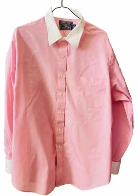 Camisa de vestir manga larga American Living para hombre talla 17,5/34 rosa blanco puños Foto 1 de 3