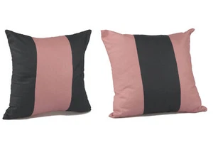 Gestreifter Kissenbezug Sofa Kissenhülle Baumwolle Streu Wohndeko Marine & Rosa 17 Zoll - Bild 1 von 5