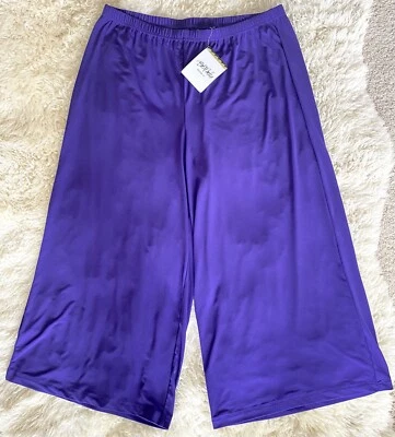 Pantalones Bob Mackie Trendy Recortados Pull On Pierna Ancha Tejido Gaucho Talla L Púrpura Nuevos con Etiquetas Foto 1 de 4