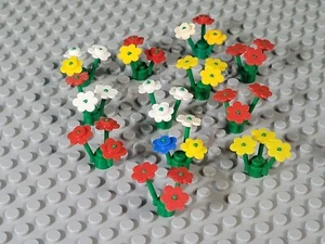 Lego Teil 3741 & 3742 x 5 zufällige Farbe Blumen mit grünen Stielen KOSTENLOSER VERSAND - Bild 1 von 2