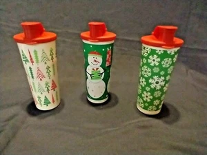 Juego de 3 vasos Tupperware Jolly Holiday 16 oz chanclas Navidad muñeco de nieve - Imagen 1 de 6