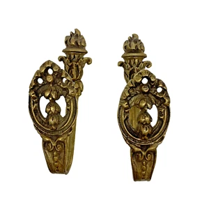 Rare VTG 6" Torch Elegant Brass Curtain Tie Backs - Pair - Picture 1 of 6
