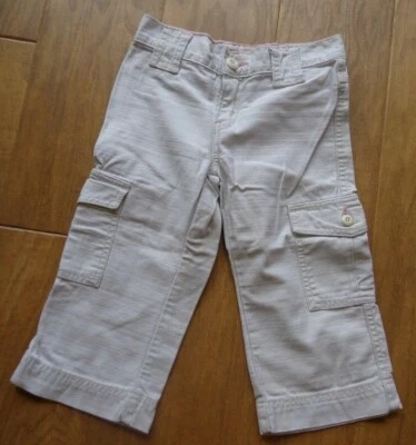 LEVI'S girl's EUC sz 7 tan capri 100% cotton cargo pants w/pink stitching  - Image 1 of 4