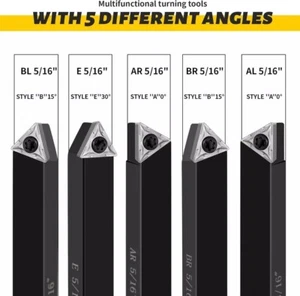 Carbide Metal Cutting Tool Bits Kit, 5 Sets of 5/16" Indexable Lathe Tools - Picture 1 of 12