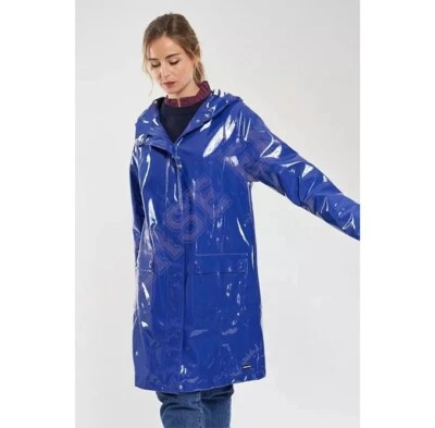 Women's PVC Leather Trench Vinyl Shiny Light Weighted Raincoat Hood Trench Coats - Image 1 of 4