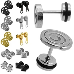2 Edelstahl Fakeplugs Ohrstecker Fake Plug Spirale Stern 6 - 11mm Reißverschluss - Bild 1 von 15
