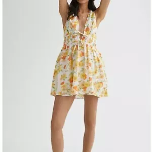 Faithfull V-Neck Mini Dress - Size 10 - Picture 1 of 6