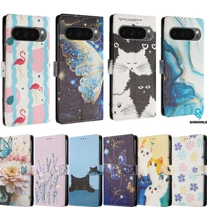 Painting Leather Wallet Case Phone Cover For Google Pixel 10 9 8 8A 7 7A 6 6A 5 - Picture 1 of 21
