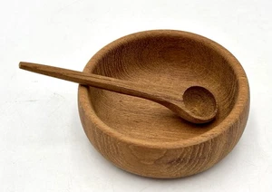 Vintage MID CENTURY SCANDINAVIAN AKTA TEAK SALT BOWL & SPOON - Foto 1 di 10