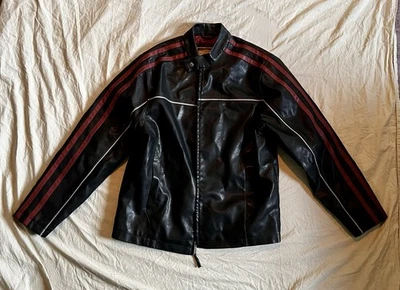 VTG Arizona Jean Company Jacket Mens L Black Faux Leather Motorcycle biker Style - Image 1 of 4