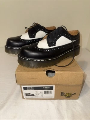Dr. Martens Doc England Raro Vintage Negro Blanco Brogue 3989 UK6 US8Mujeres US7Hombres Foto 1 de 4