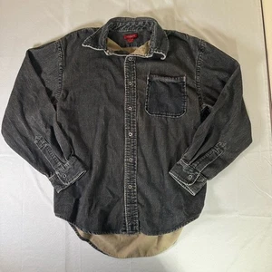 Sundance Mens Large Corduroy Button Up Long Sleeve Pocket Shirt Gray - Picture 1 of 10