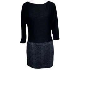Loft 8 Mini Abito Manica Lunga Nero Grigio Maglione Vestito Cerniera Esposizione Donna... - Foto 1 di 3