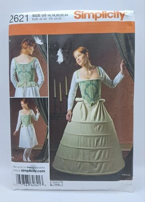 SIMPLICITY Pattern 2621 16th Century HISTORICAL Undergarments Plus 16-24 UNCUT - Image 1 of 4