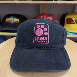 Sombrero de comida para mascotas IAMS de colección años 90 - negro/rosa - gorra Snapback - ¡LIMPIO! - Imagen 1 de 5
