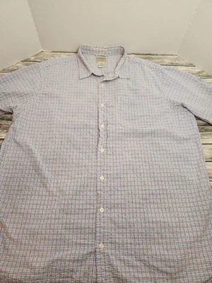 LL Bean Seersucker Shirt Men's XL Tall Short Sleeve Button Up Plaid - Image 1 of 4