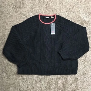 Levi’s Women’s Pullover Crewneck Black Wool Sweater Sz XL - Picture 1 of 6