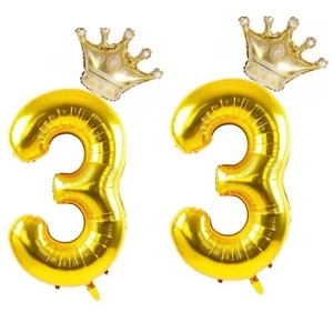 2 Sets Of 30” Number 3 Foil Mylar Balloons Or Use It For 33rd Birthday - Picture 1 of 4