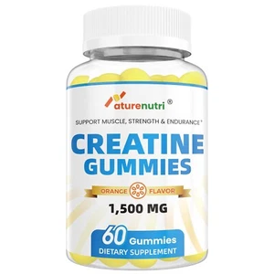 Creatine Gummies 1500mg - Orange Flavor, 60 Chewables for Muscle & Energy - Picture 1 of 3