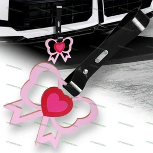 Bowtie Ribbon JDM Pink Ring Tsurikawa Train Bus Car Handle Strap -Black PVC - Picture 1 of 5