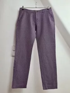 Slacks Hose Stoff H&M Gr. 40 * Leinen lila gemustert * Damen * normale Bundhöhe - Bild 1 von 3