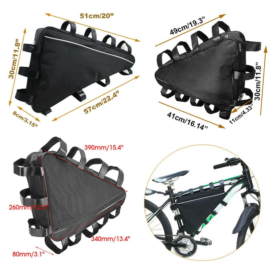 S M L Triangle Battery Bag Electric Mountain Bike Lithium Case Bicycle Frame UK - Image 1 of 4