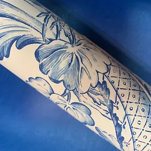 Brunschwig & Fils Rocaille Floral Double Roll White Blue Wallpaper 10 Yards - Picture 1 of 12