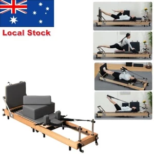 Foldable Solid Wood Frame 6Springs Pilates Reformer Adjustable Core Bed Fiteness - Picture 1 of 9