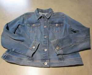 J Jill Denim Jean Jacket Womens Medium Blue Stretch Cotton Blend Long Sleeve - Picture 1 of 6
